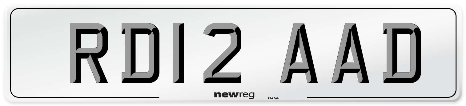 RD12 AAD Number Plate from New Reg